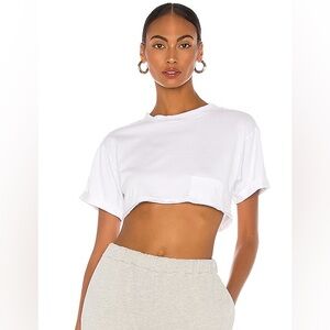 H:OURS Super Cropped Pocket Tee in White